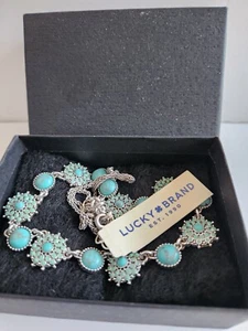 Lucky Brand Semi- Precious Turquoise And Silvertone 16-18" Necklace - Picture 1 of 7