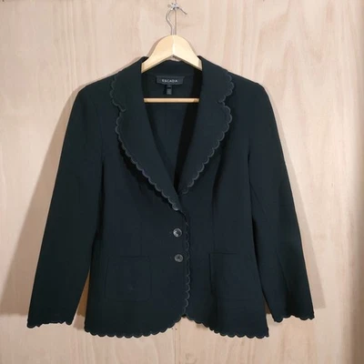 Chaqueta Blazer Mujer Escada Negra Lana Dobladillo Festoneado Talla 38 Oficina Inteligente Foto 1 de 4