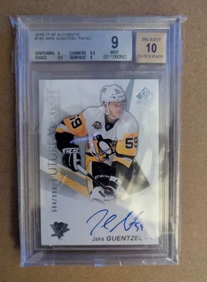 2016-17 UD SP Authentic Jake Guentzel Rookie Future Watch Auto 684/999 BGS 9 - Image 1 of 4
