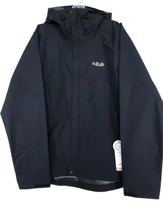 RAB Jacket Mens Size Large L Black Downpour Eco Waterproof Hooded Windbreaker - Image 1 of 4