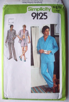 70's  Mens pajamas top pants shorts sleepwear  pattern 9125 size medium  38  40 - Image 1 of 2