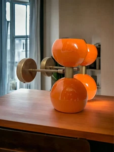 Orange Stilnovo Wall Sconce β Double Brass Mid Century Modern Vanity Light β Cus - Picture 1 of 5