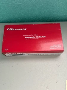 OFFICE DEPOT PANASONIC KX-FA 136 BLACK REPLACEMENT FAX RIBBON NEW NIB 2 PACK2 Bx - Picture 1 of 5