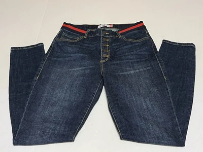 Cabi Button Fly Skinny Jeans Womens 8 (30x30.5) Blue Denim Red Blue Waist - Image 1 of 4