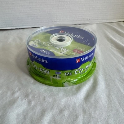 25 VERBATIM CD-RW 4X-12X High Speed Branded Logo 700MB Rewritable Disc 95155 - Image 1 of 4