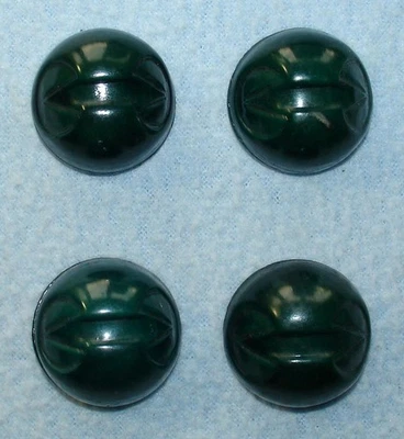 4 Vintage Chunky Plastic Carved DARK GREEN CELLULOID Buttons Self Shank Back EUC - Image 1 of 4