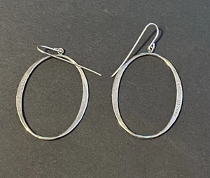 Pendientes de aro ovalados grandes de plata de ley 925 vintage RLM Studio - Imagen 1 de 8