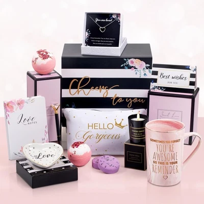 Подарочная корзина на день рождения для женщин 11 уникальных подарков на день рождения для нее, мамы, друзей... - Изображение 1 из 4