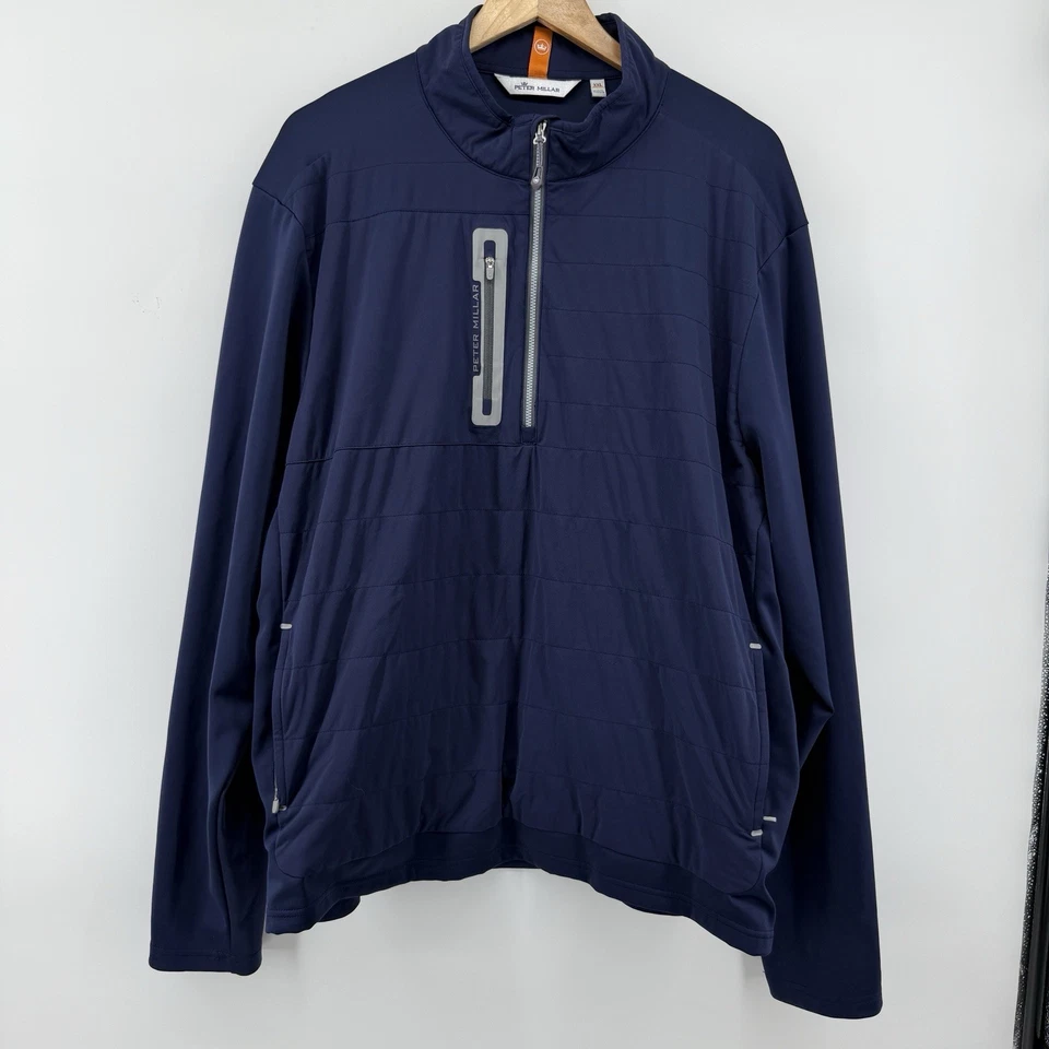 Pullover Peter Millar XXL Weld Elite híbrido cuarto cremallera azul rendimiento para hombre Foto 1 de 4