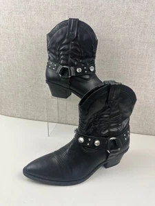 Bershka Botas al Tobillo Vaqueras Occidentales Adornadas Negras EUR 40 UK 7  - Imagen 1 de 11