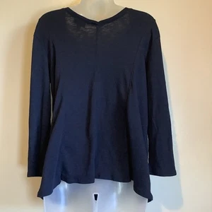 J Jill Größe Large schieferblau 100 % Pima-Baumwolle V-Ausschnitt Langarmshirt - Bild 1 von 12
