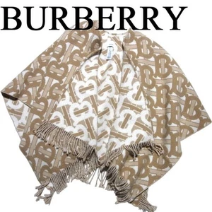 Burberry TB Monogram Poncho Cape Coat Outerwear Beige Wool Cashmere For Women - Picture 1 of 24