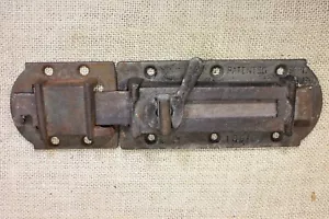 1860 Old House Shutter Latch Vintage Rustic Slide Cast Iron 1861 Patent 8 3/4” - Picture 1 of 11
