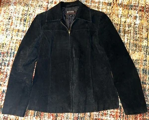 Vintage Pritti a Division Of Kristen Blake Black Suede Jacket Zip Up Size Small - Picture 1 of 9