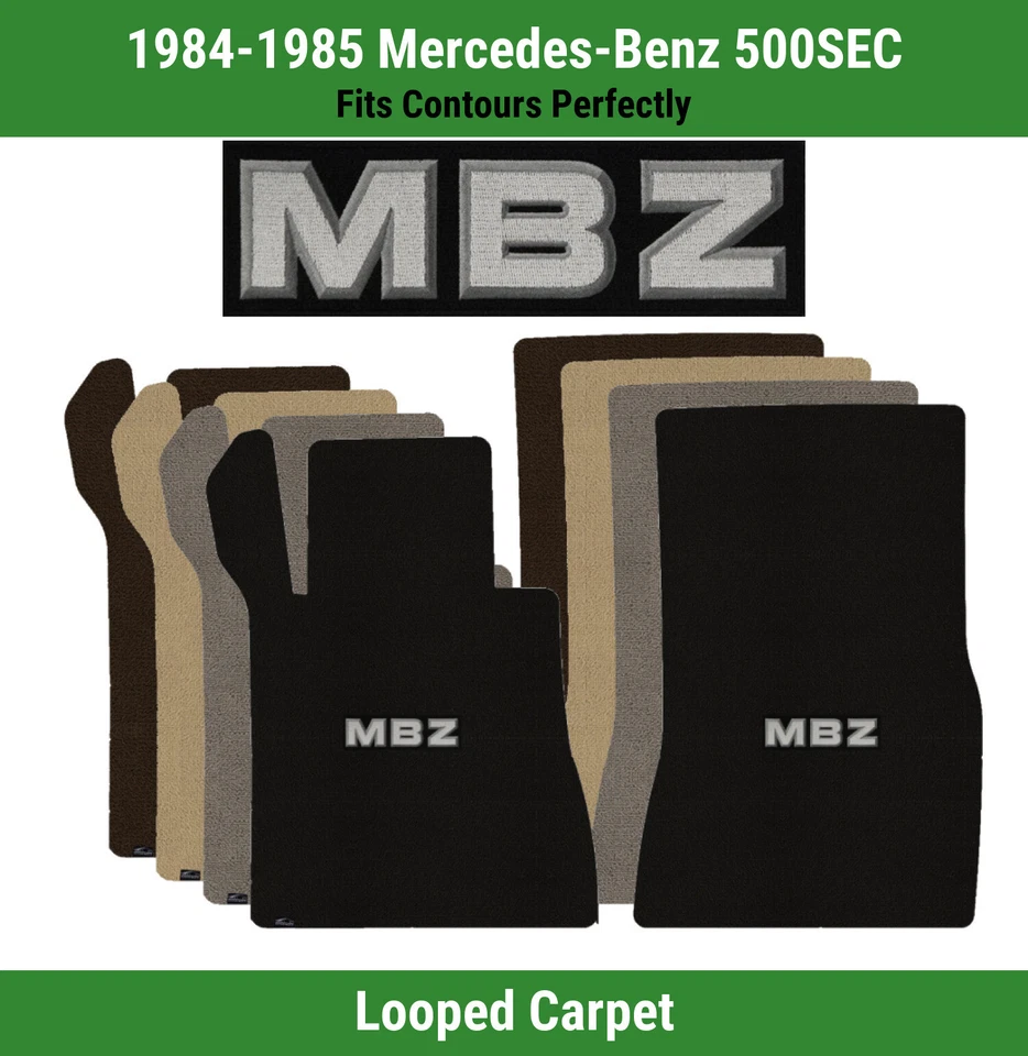 Alfombrillas delanteras Lloyd Classic Loop para Mercedes-Benz 500SEC '84-85 con apliques MBZ Foto 1 de 4