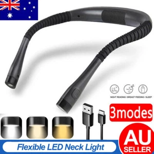 LED Neck Reading Light Rechargeable Book Light Flexible Handsfree Read Lamp - Picture 1 of 10