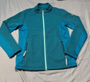 Spyder Encore Swell Jacket Teal Full Zip Pockets Stretch Fleece Lined Womens XL - Picture 1 of 13