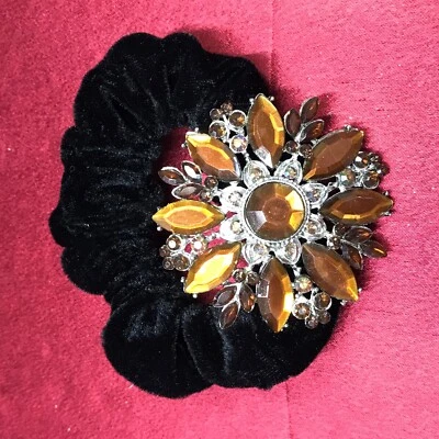 Banda para el cabello grande elástica suave elegante accesorio de joyería para la cabeza ámbar Foto 1 de 2