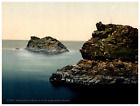 Cornwall. Boscastle. Penally Point and Mechard Island. Vintage photochrom by P.Z