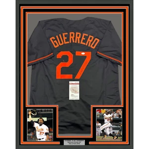 Framed Autographed/Signed Vladimir Guerrero 35x39 Baltimore Black Jersey JSA COA - Picture 1 of 2
