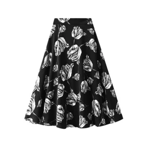Rose Print Half Skirt Women's Summer New High-Waisted Mid-length - Picture 1 of 12