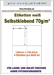 400 PREMIUM ETIKETTEN 105 x 148,5 MM AUF 100 A4 BOGEN KOMP. ZWECKFORM HERMA - Bild 1 von 3