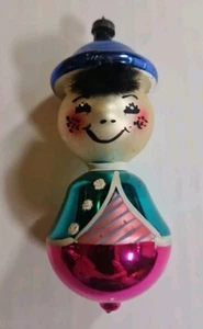 VINTAGE DE CARLINI HAND PAINTED BLOWN GLASS CHRISTMAS ORNAMENT ITALY 5"TALL - Picture 1 of 6
