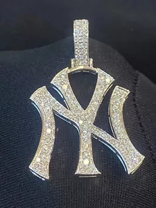3Ct Round Cut Real Moissanite Men's Custom Letter Pendant 14K White Gold Plated - Picture 1 of 5