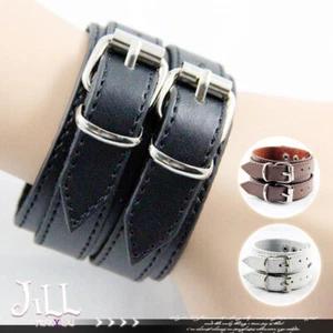 Punk heavy metal CYBER LARP hunter 2 ROW Belts leather bracelet【J1X6010】 - Picture 1 of 3