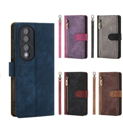 Zipper Leather Wallet Phone Case for Huawei Y6P Y9 Y7 Y6 Y6P Y7P Nova 7 8 9 10 - Imagem 1 de 4