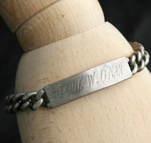 Vintage STERLING Curb Link Engraved I.D. Bracelet 47.9 Grams 1951 - Foto 1 di 4