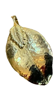Maile leaf 1.5” pendant shiny 24 gold plated with 18" gold tone Chain Hawaii - Picture 1 of 5