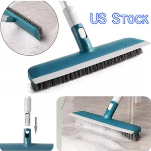 Floor Scrub Deck Brush with Handle Brush Push Broom Stiff Bristle Shower Brush - Picture 1 of 12