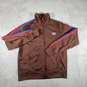 Levi's Track Jacket Womens M Brown Full Zip Striped Pockets Casual Y2K Lounge - Picture 1 of 11