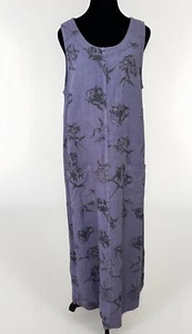 Vintage Linen Maxi Dress Dressing Clio Sz M Coastal Beach House Lagenlook Purple - Picture 1 of 11