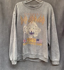 DEF LEPPARD Sweatshirt Womens 80’s Rock Band Concert Pyromania Grey XL - Bild 1 von 3