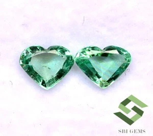 5x4 mm Certified Natural Emerald Heart Shape Cut Pair 0.47 CTS Loose Gemstones - Picture 1 of 5