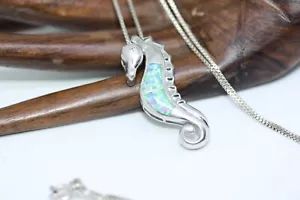 Ciondolo Cavallino Marino Opale Vintage Argento Sterling 925 2"" Collana Donna 21 - Foto 1 di 16