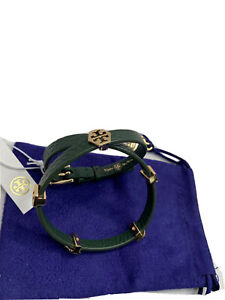 Tory Burch Womens Hex Thin Double Wrap Bracelet Color Green