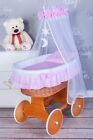 LARGE SWEET DREAMS NEW WICKER MOSES BASKET WITH BEDDING SET AND STAND- 7 COLOURS