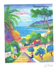 Seriolitografía firmada Jean-Claude Picot Paysage Aux 3 niños con certificado de autenticidad 10 3/4 x 9" - Imagen 1 de 3