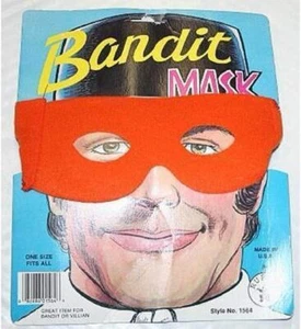 Bandit Mask Orange Eyemask Fancy Dress Up Halloween Adult Costume Accessory - Picture 1 of 1