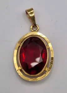 Charmaine Paris Vintage Walzgold Anhänger Granat? Oval - Bild 1 von 7