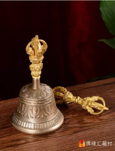 Tibet Tibetan Buddhist Tantric Mikky Ritual bell Set Phurba Phurpa Vajra Dorje - Picture 1 of 7