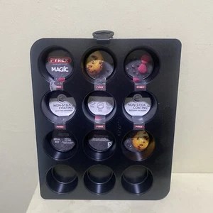 Pyrex Magic 12 Cup Bun Muffin Tray - Fairy Cake Non Stick Black 6cm Diameter - Picture 1 of 5