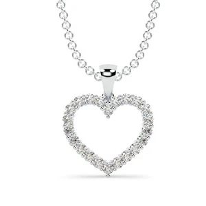 RRP £500 1/4Ct Diamond Heart Shape Pendant, White Gold Women's Diamond Pendant - Picture 1 of 8