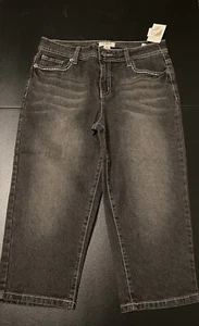 Cato Black Denim Capris Girls Sz 16 - Picture 1 of 5