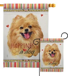 Pomeranian Happiness Garden Flag Animals Dog Decorative Gift Yard House Banner - Picture 1 of 13