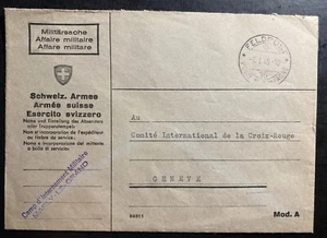 1944 WW2 Marly Le Grand Switzerland Military Internment Camp Cover to Geneva - Picture 1 of 2