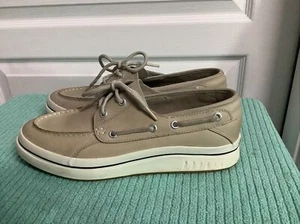 Sperry Top Sider Cream Leather Boat Shoes Lace Up 0884122 Men's Sz 9 - Picture 1 of 8